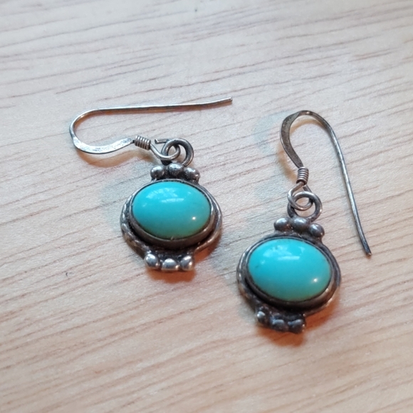 Vintage Jewelry - Sterling turquoise dangle earrings